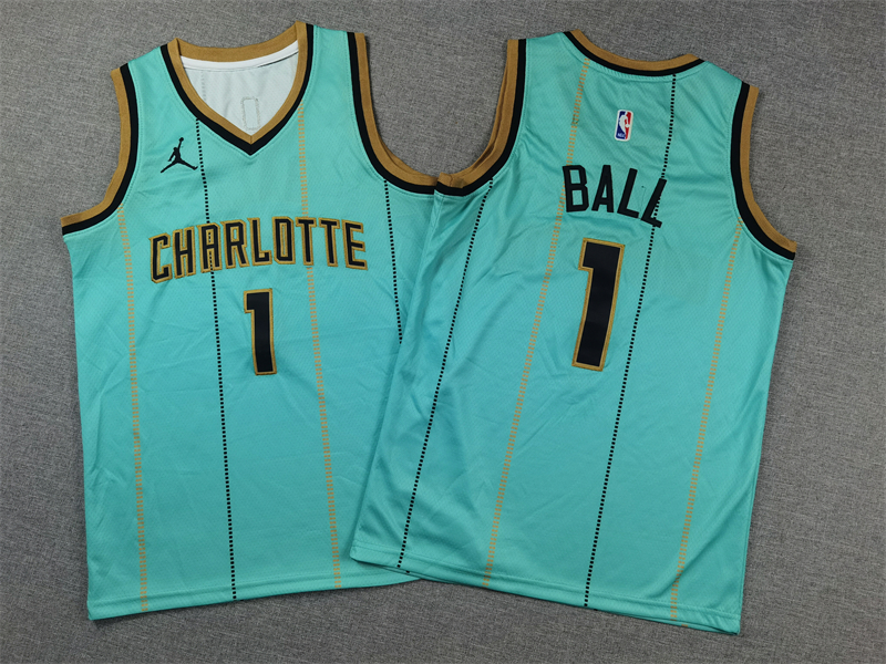 Youth Charlotte Hornets 1 Ball green 2024 2025 NBA jersey